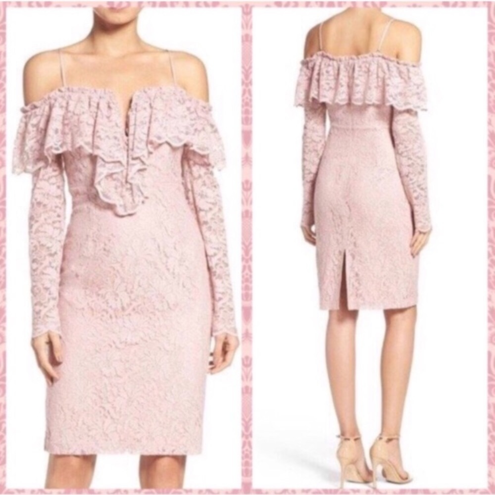 Bardot Alessandra Lace Sheath Cold Shoulder Dress